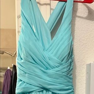 Mesh Long Bridesmaid Dress with Crisscross Back